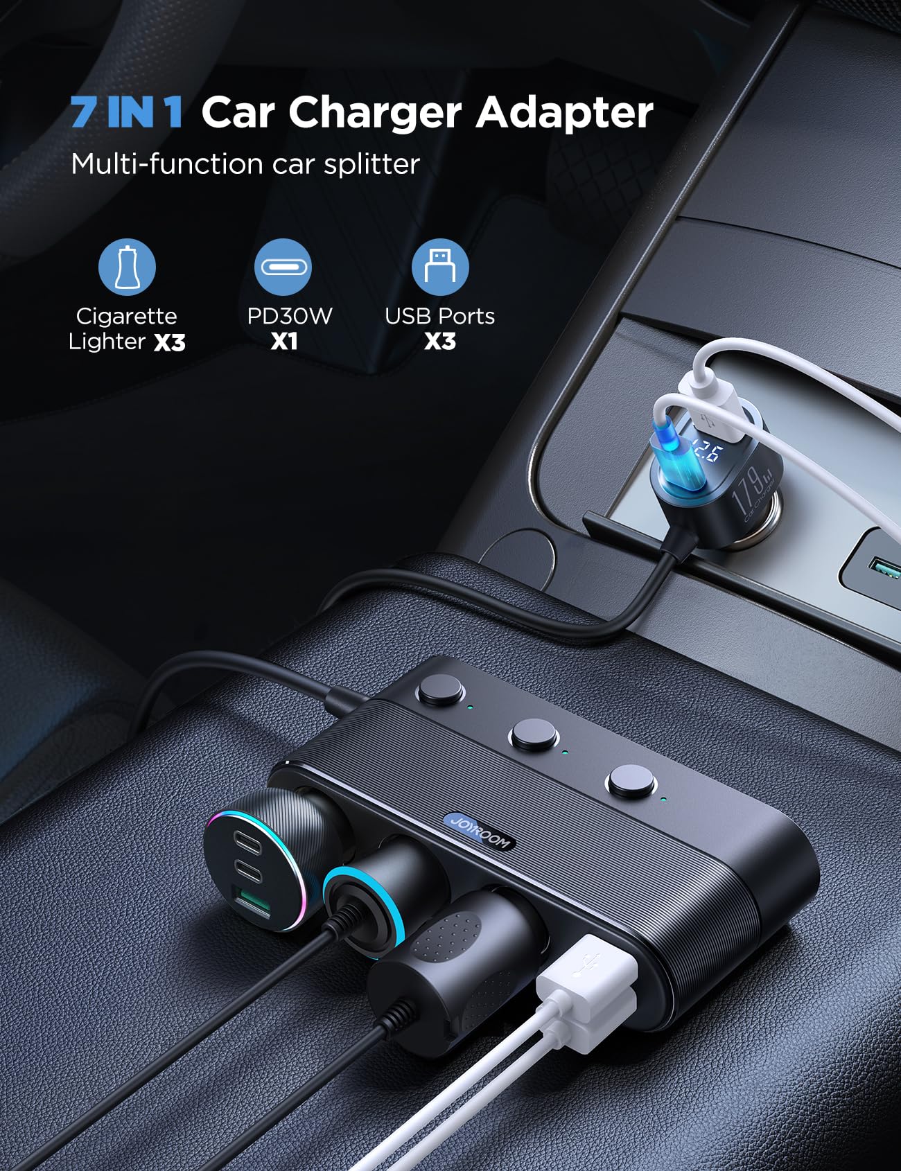 JOYROOM PD30W USB-C port enables fast charging on the road