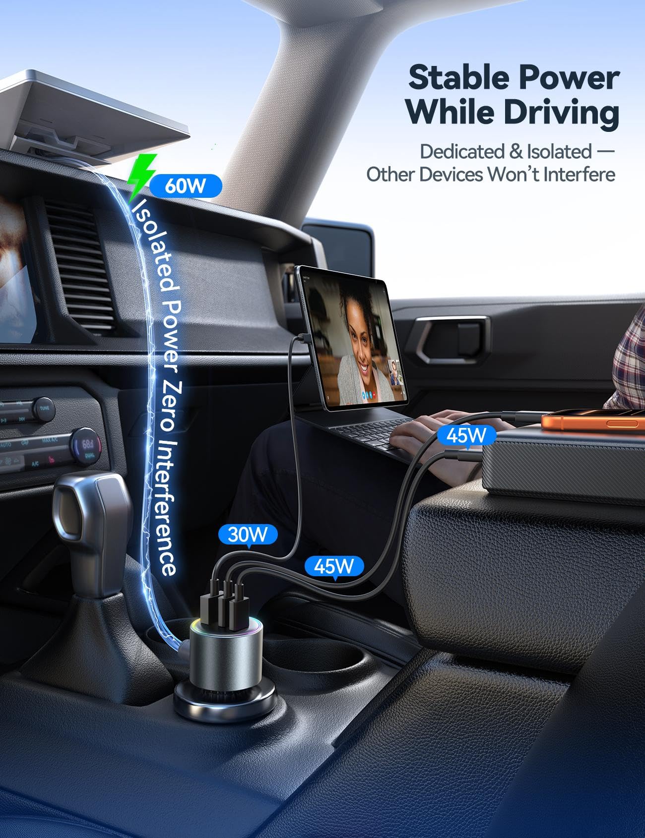 JOYROOM Starlink Mini Car Adapter dual ports deliver PD and USB-A charging.