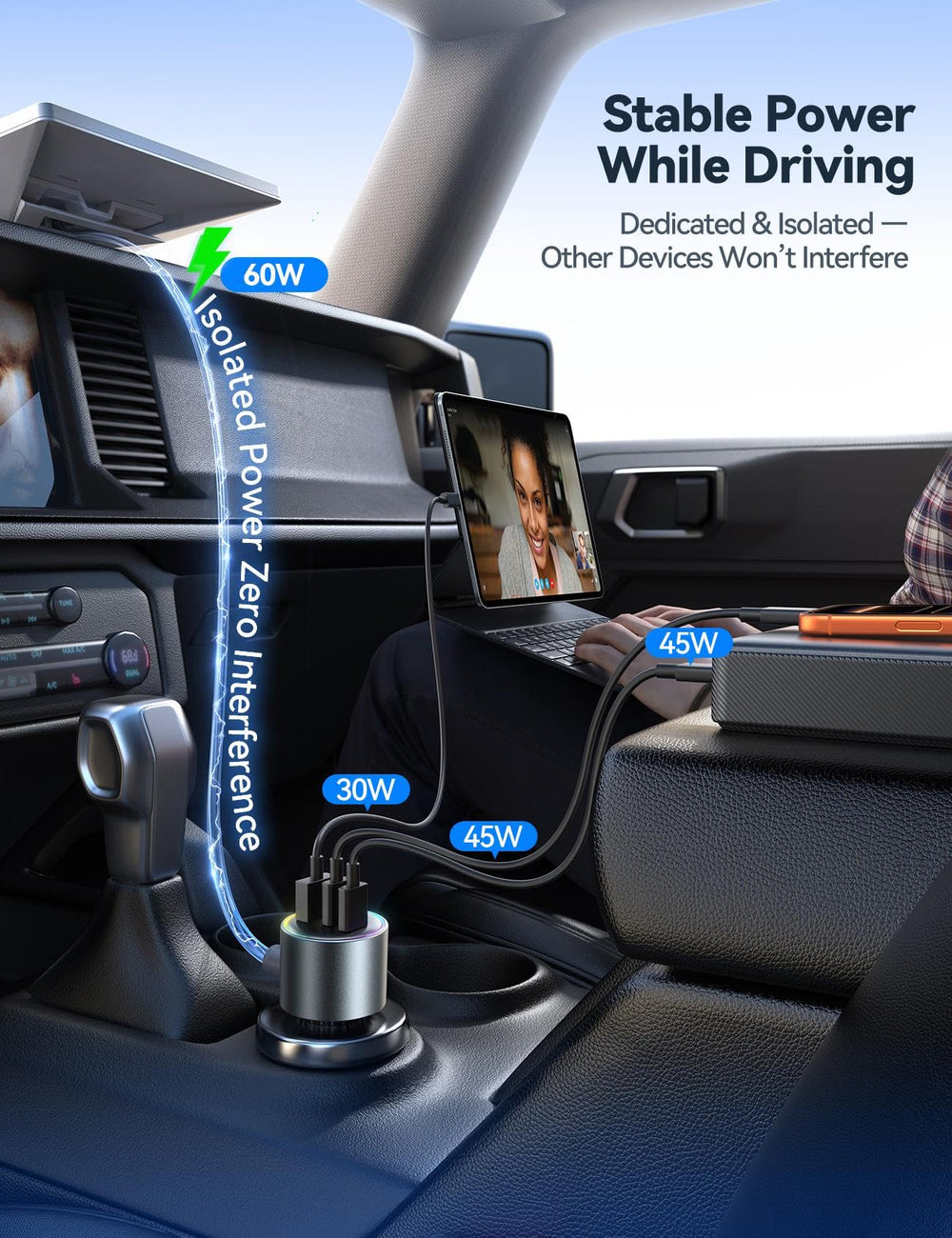 JOYROOM Starlink Mini Car Adapter dual ports deliver PD and USB-A charging.