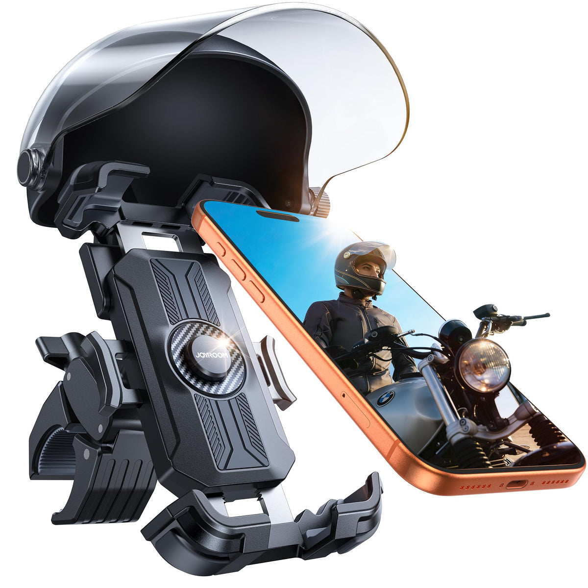 JOYROOM sunshade visor improves screen visibility on sunny rides.