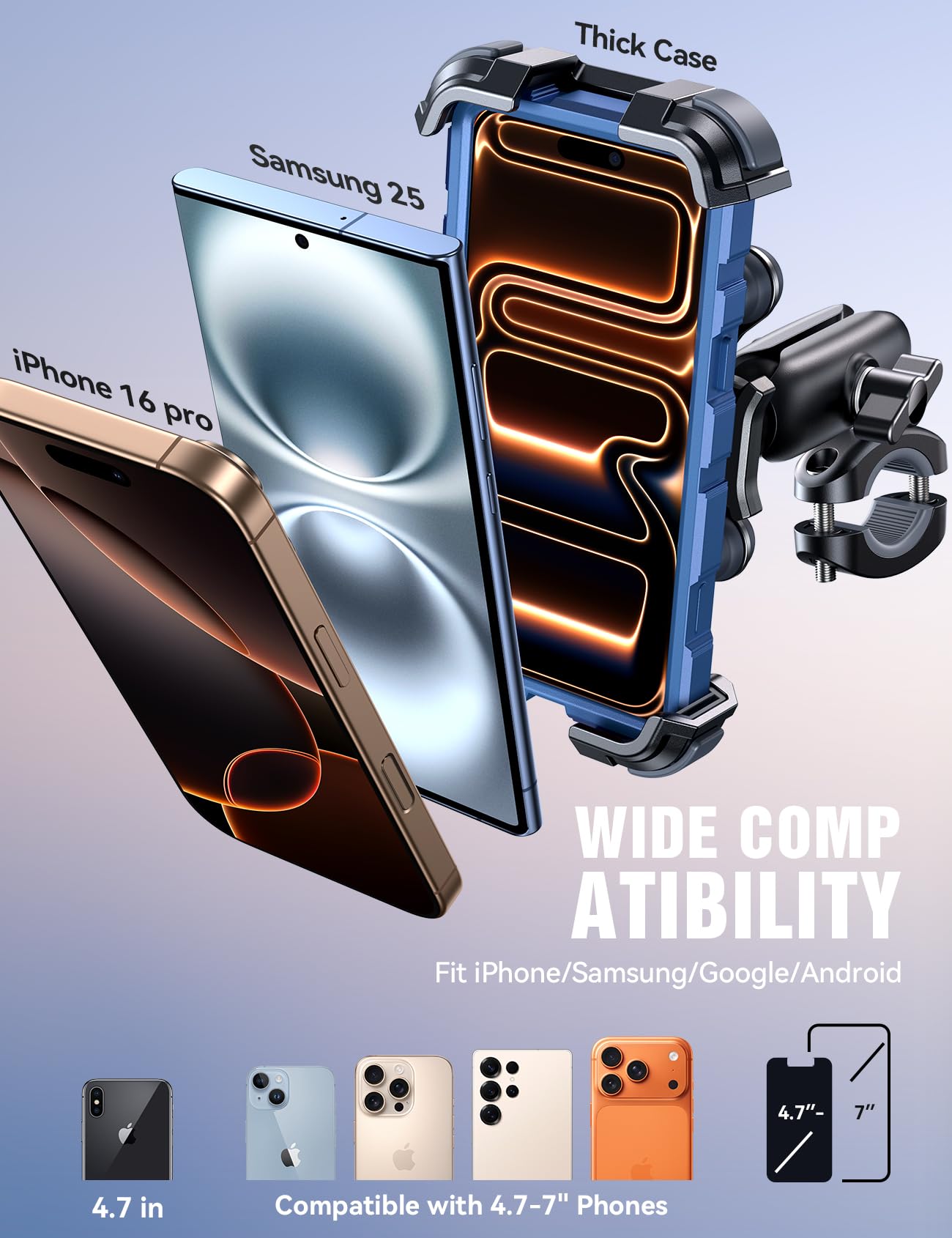 JOYROOM wide compatibility fits 4.7-7 inch phones with thick cases