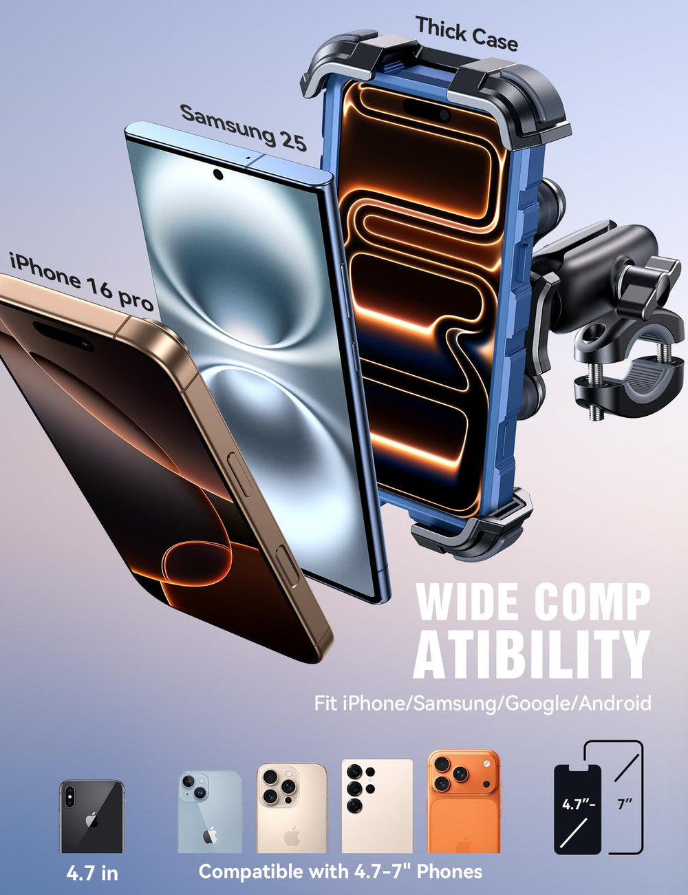 JOYROOM wide compatibility fits 4.7-7 inch phones with thick cases