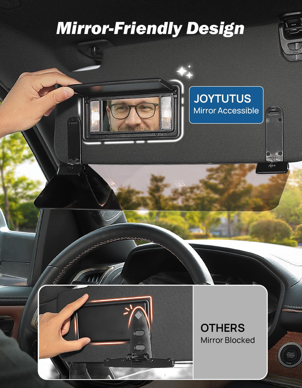 JOYTUTUS anti-glare solution reduces eye fatigue on long trips.