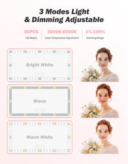 JOYTUTUS bi-color LED lights provide natural looking makeup under varied conditions