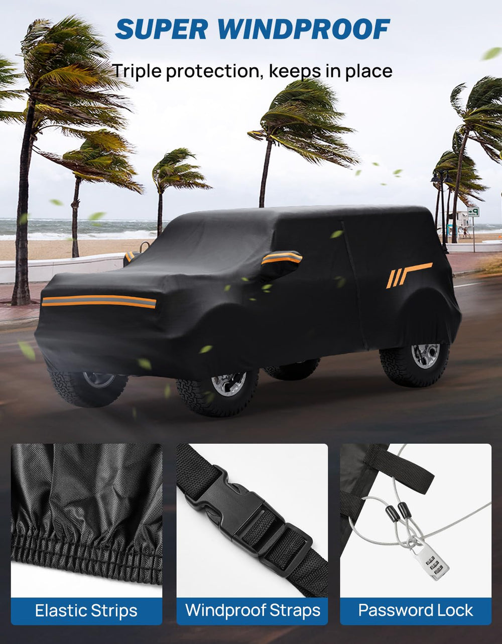 JOYTUTUS Bronco 4-Door cover zipper entry enables easy access