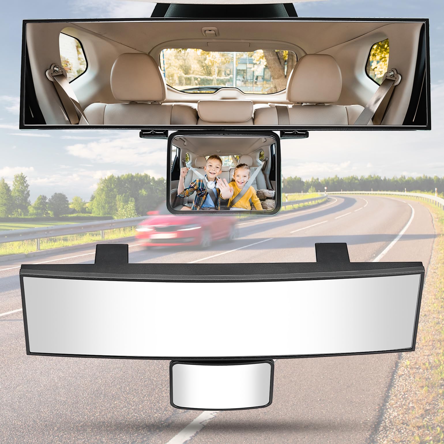 JOYTUTUS 11-inch rearview mirror with wider view for safer driving