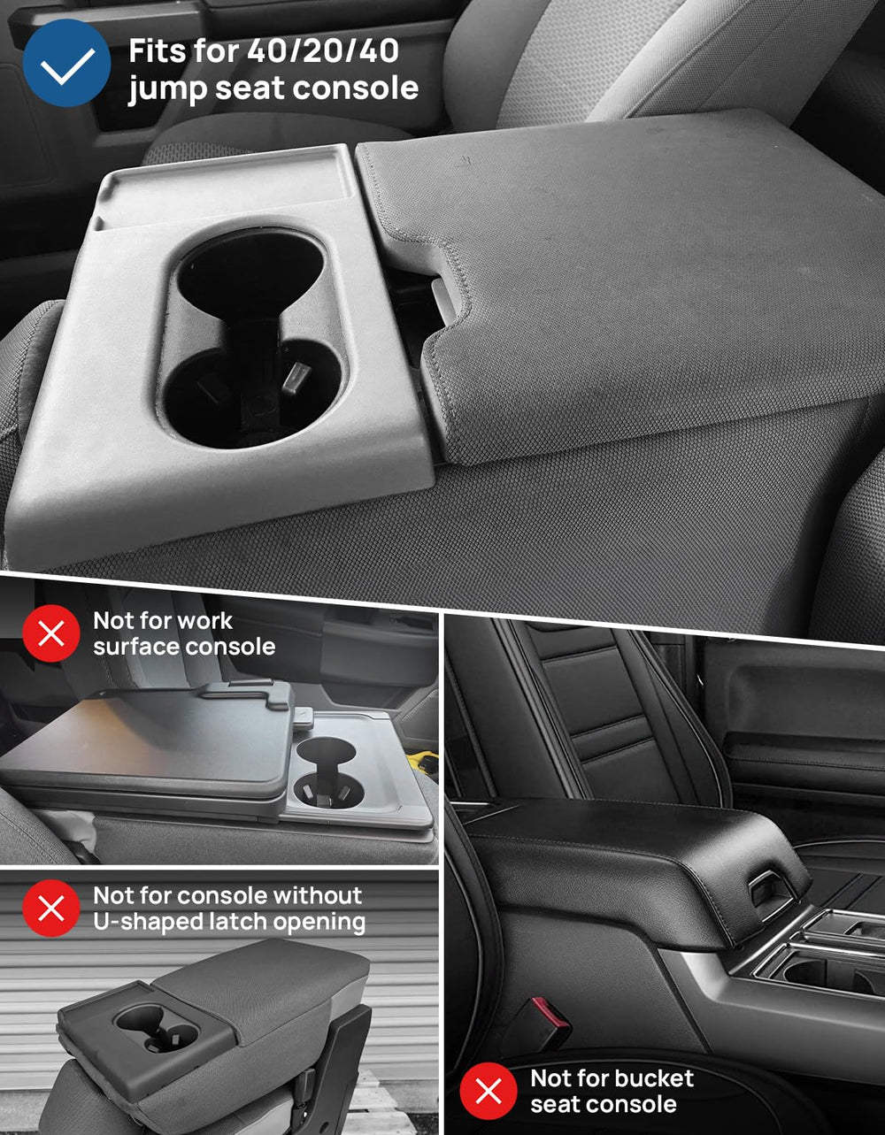 JOYTUTUS center console cover on Ford F-150 jump seat side view