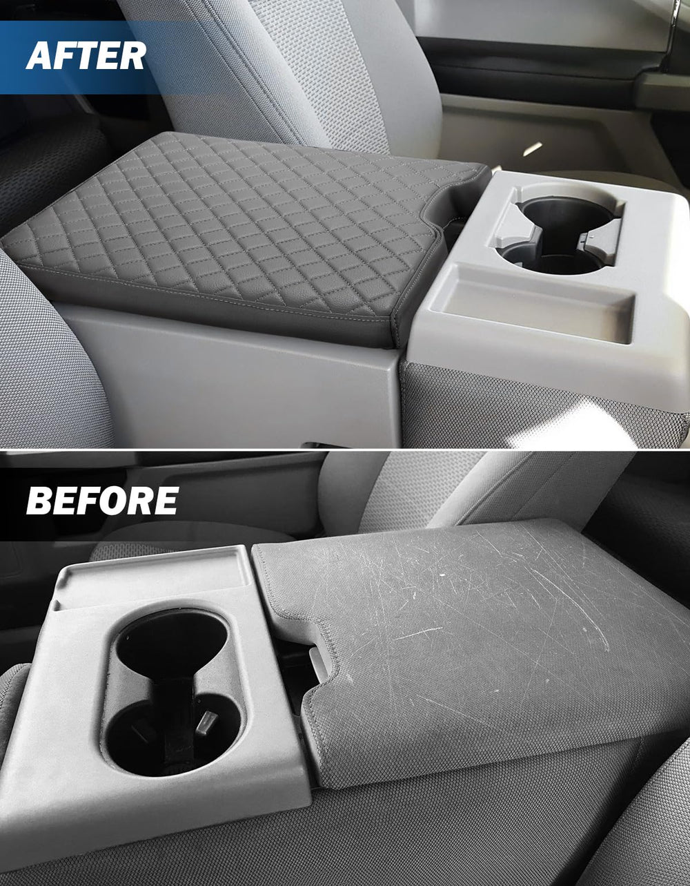 JOYTUTUS gray leather armrest with center console cover detail