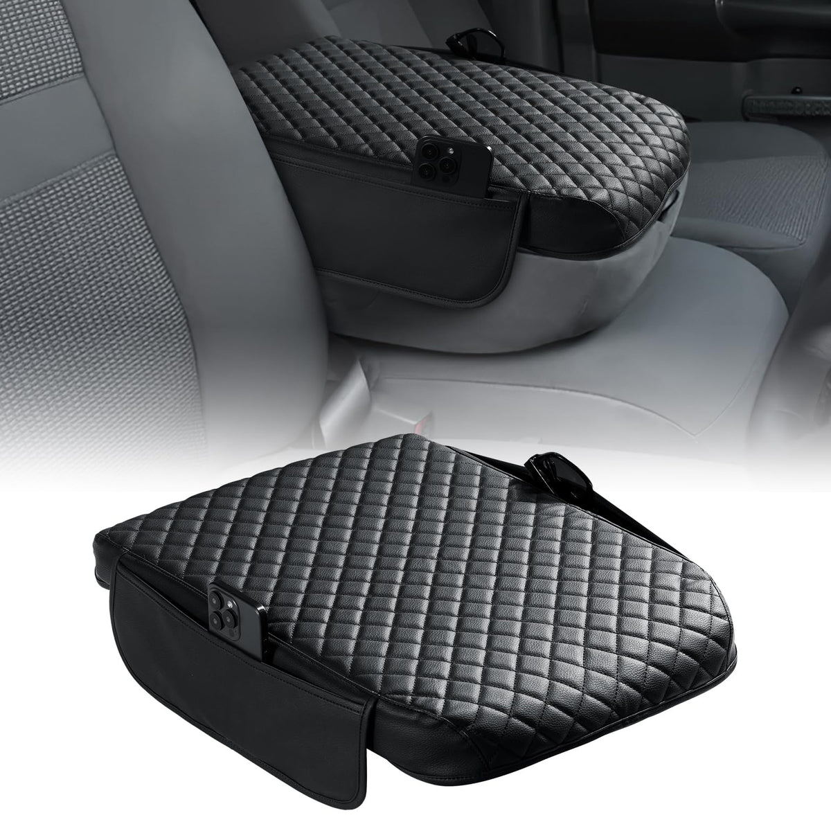 JOYTUTUS center console cover for Ram 1500 jump seat protects and organizes the armrest