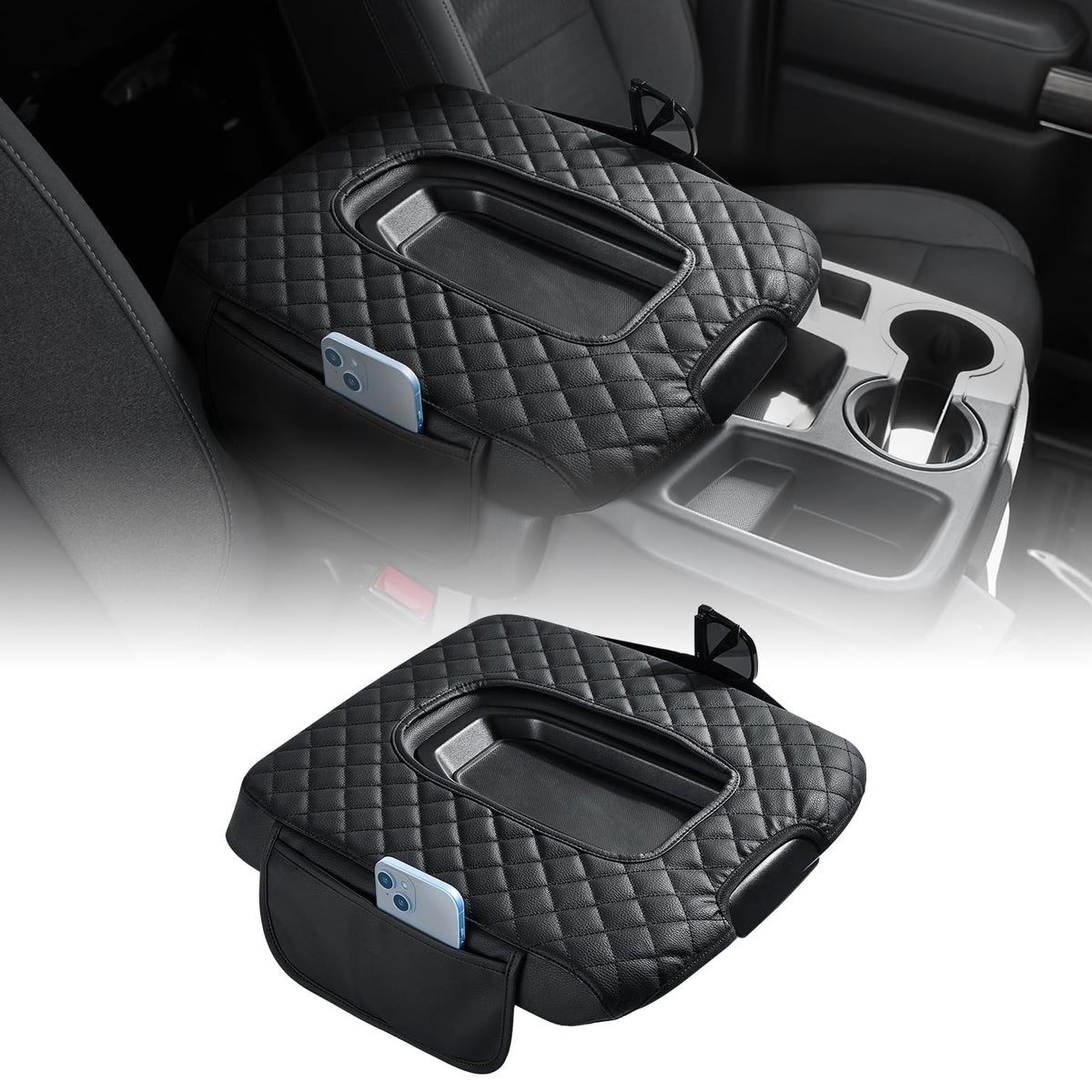 Joytutus center console cover on Silverado jump seat protects surfaces from wear and spills