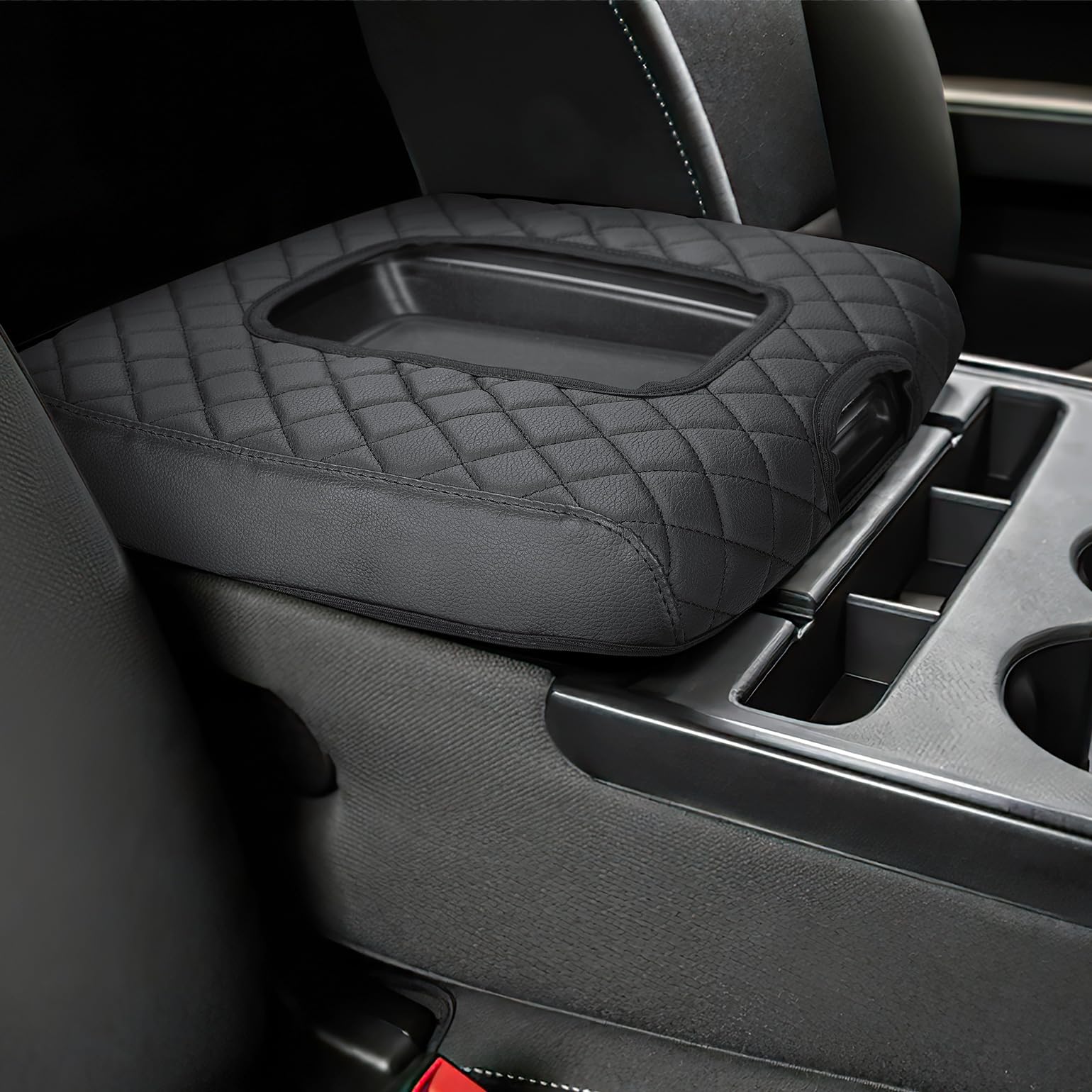 JOYTUTUS center console cover for Silverado/Sierra leather finish protects top and sides from wear.