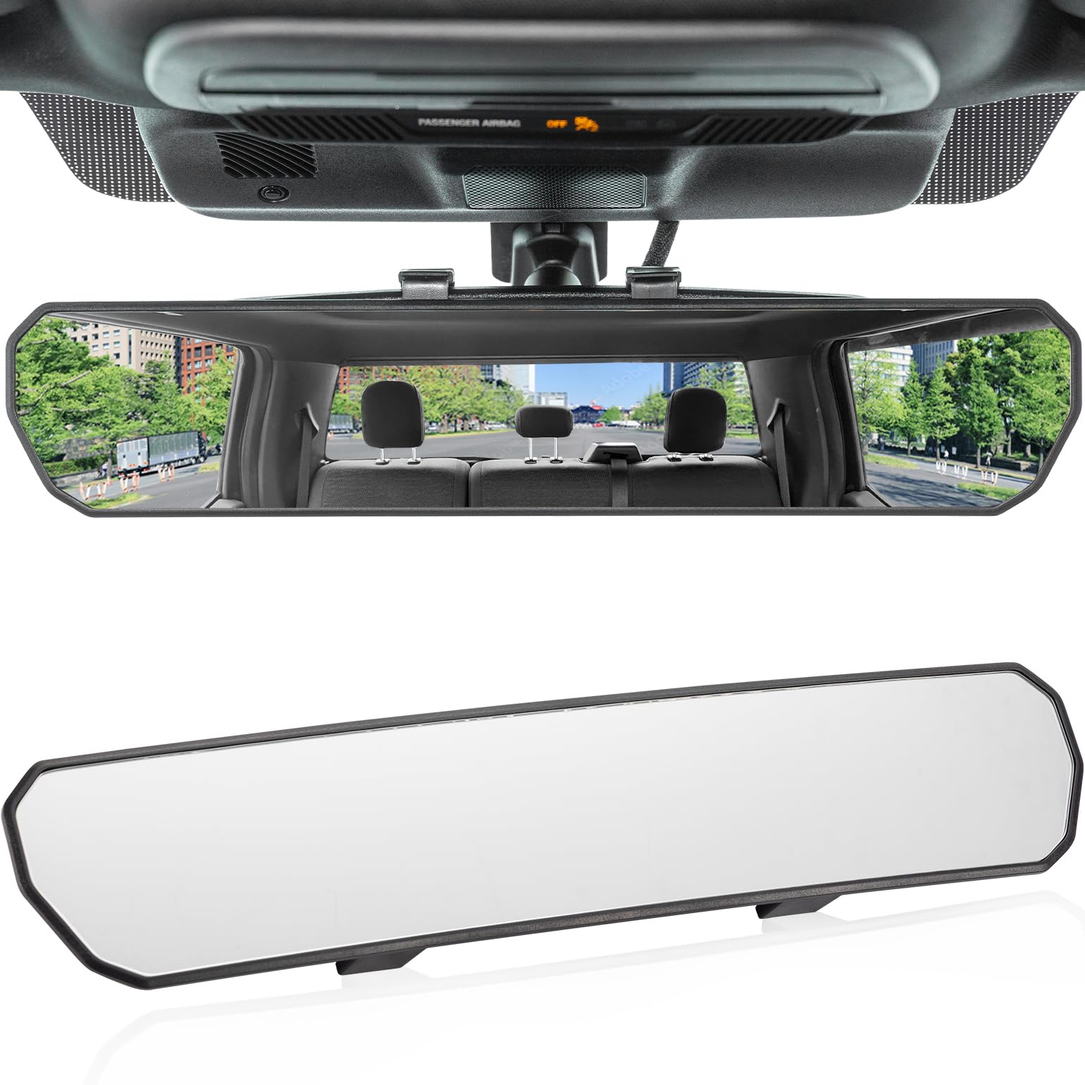 JOYTUTUS clip-on rear view mirror fits universal cars for quick, tool-free installation