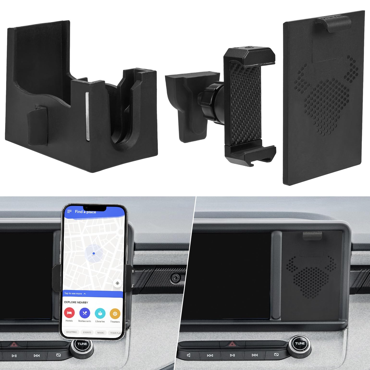 JOYTUTUS Cubby phone mount installed in Ford Maverick dash for quick access