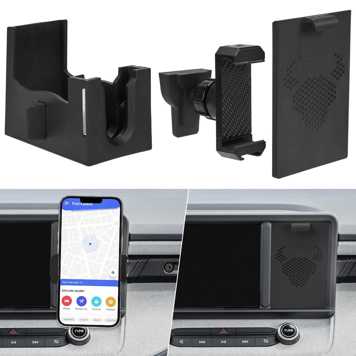 JOYTUTUS Cubby phone mount installed in Ford Maverick dash for quick access