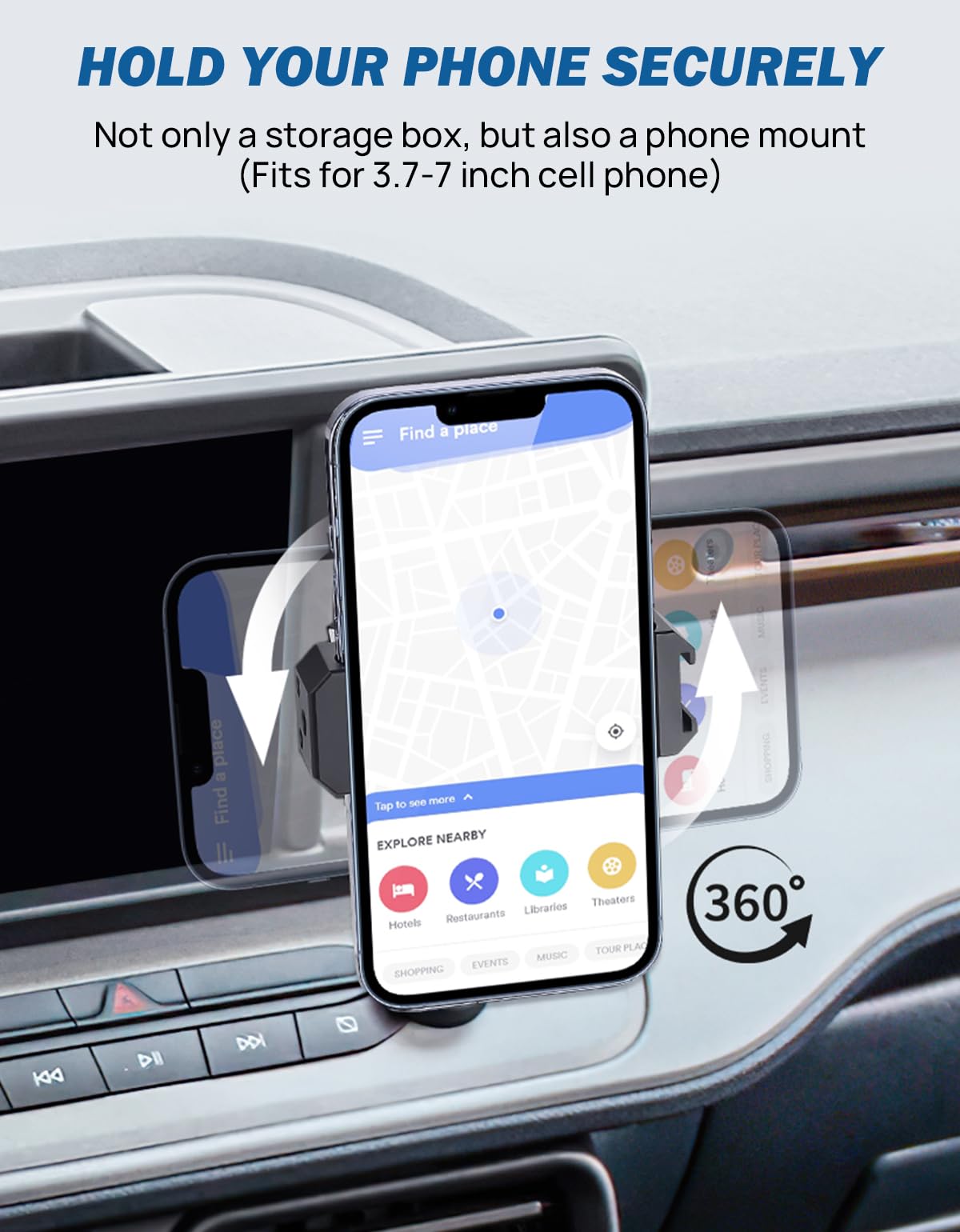 360-degree rotatable JOYTUTUS phone holder ready for portrait or landscape use