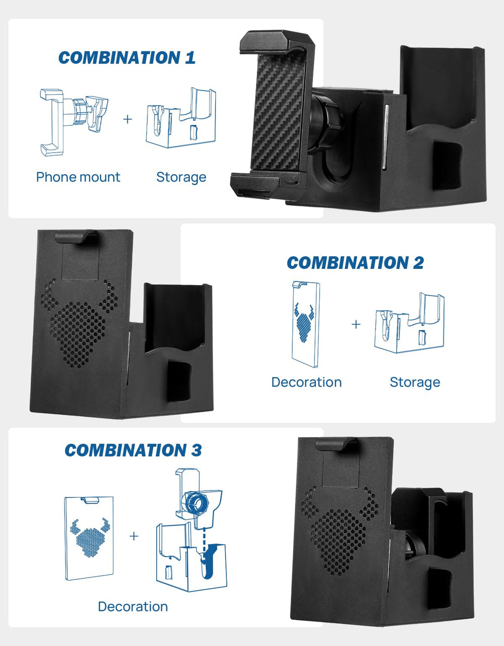 Cubby storage section holding coins and small items beside the phone