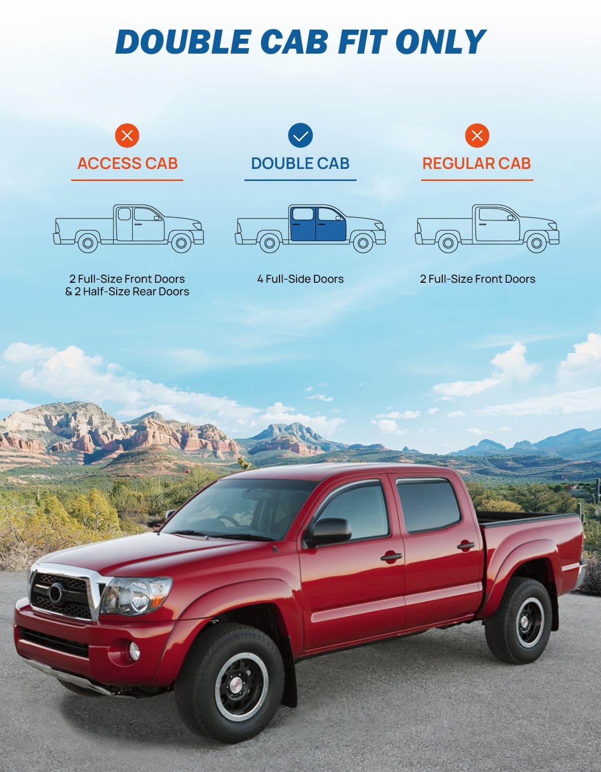 Dark smoke JOYTUTUS window visor for 2005-2015 Tacoma with glare reduction.