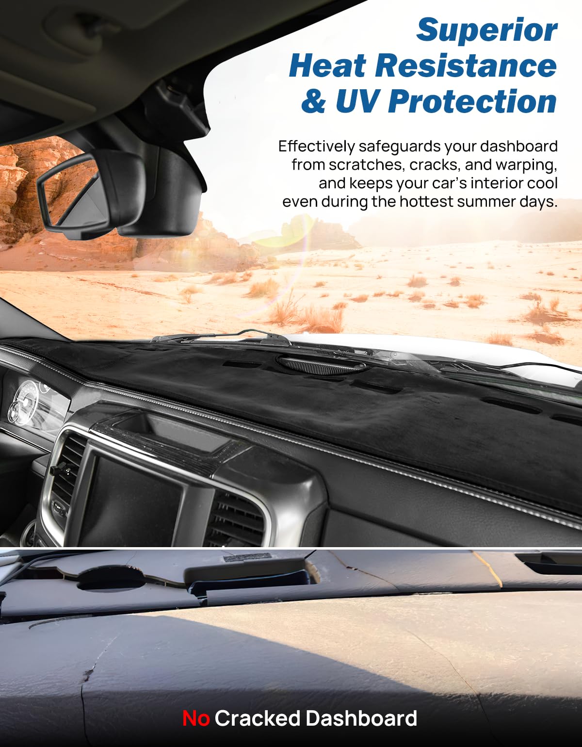 JOYTUTUS anti-glare dash cover improves visibility in bright sun.