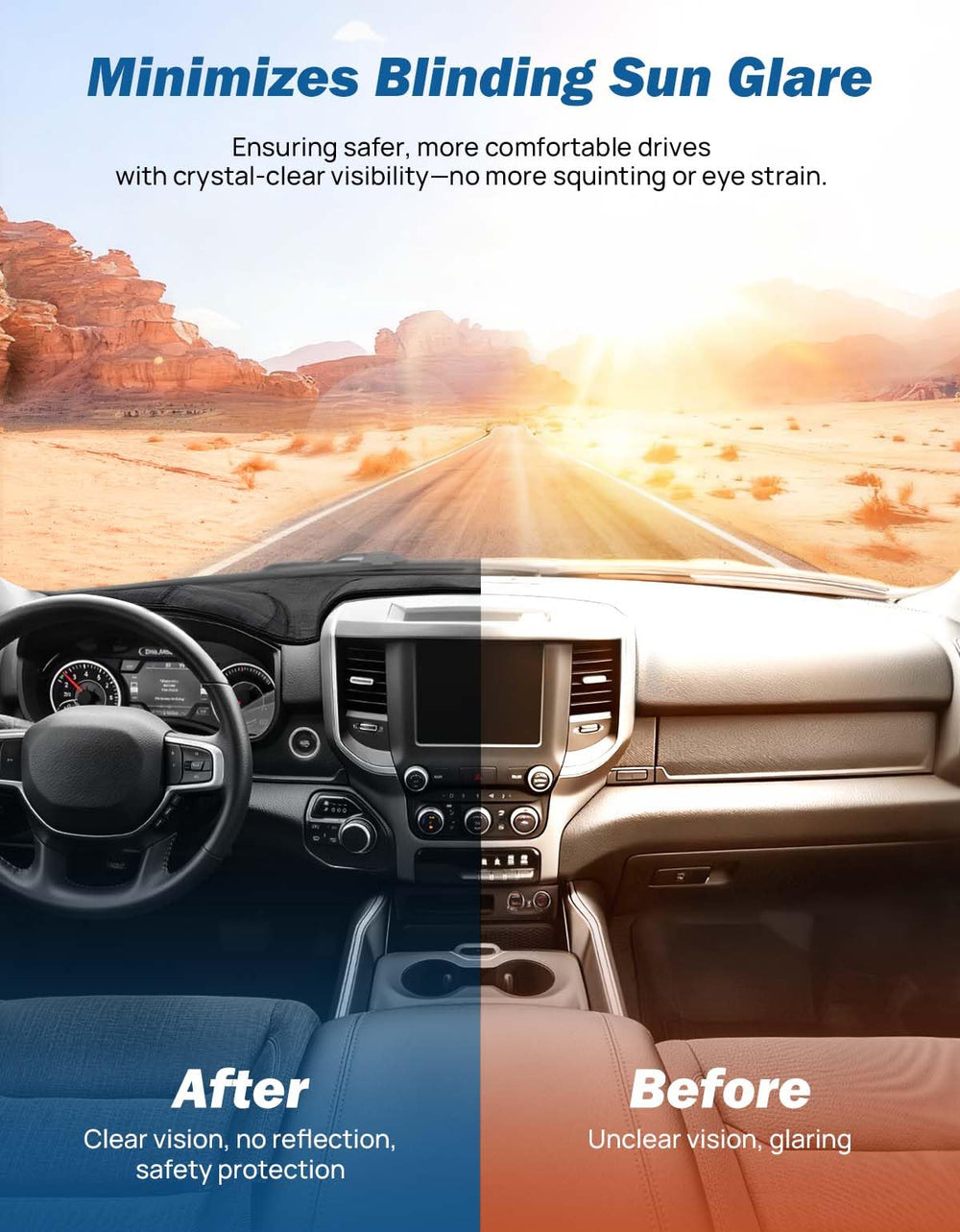 JOYTUTUS dash cover features precision cutouts for vents and sensors.