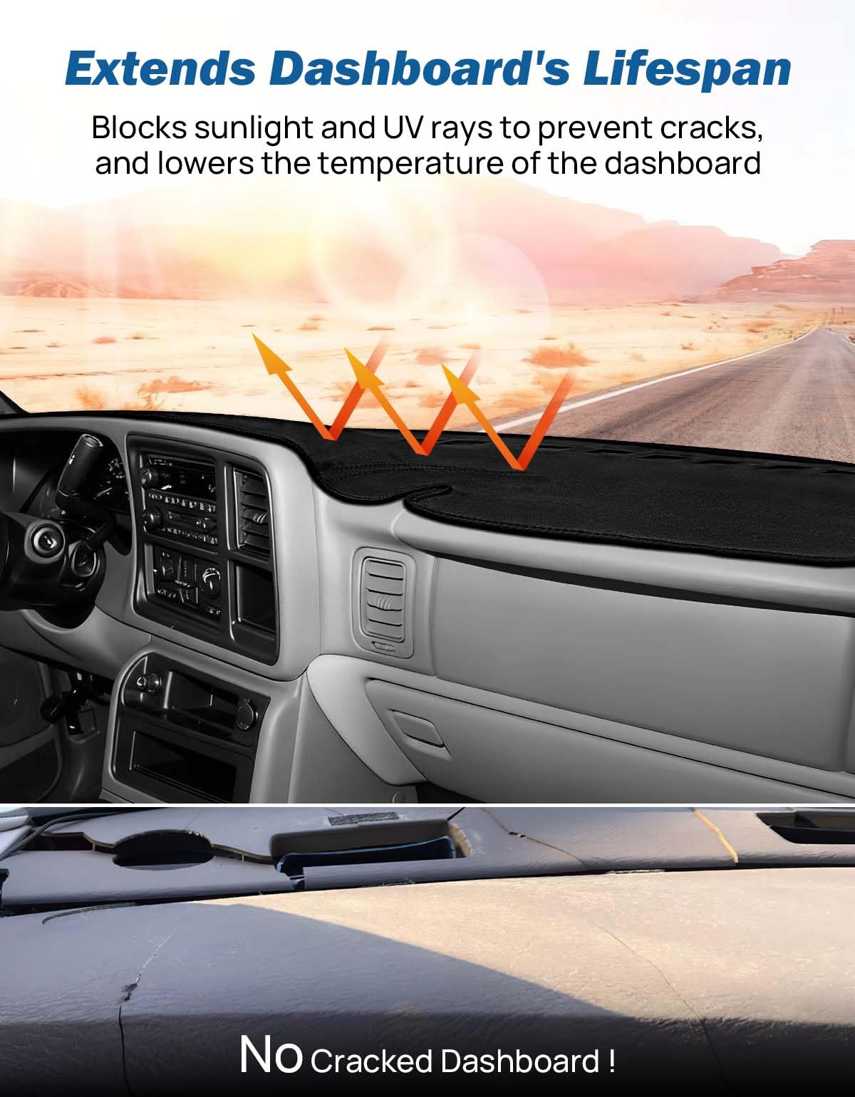 JOYTUTUS dash cover for 2007 Classic Silverado/Sierra, precise vent cutouts