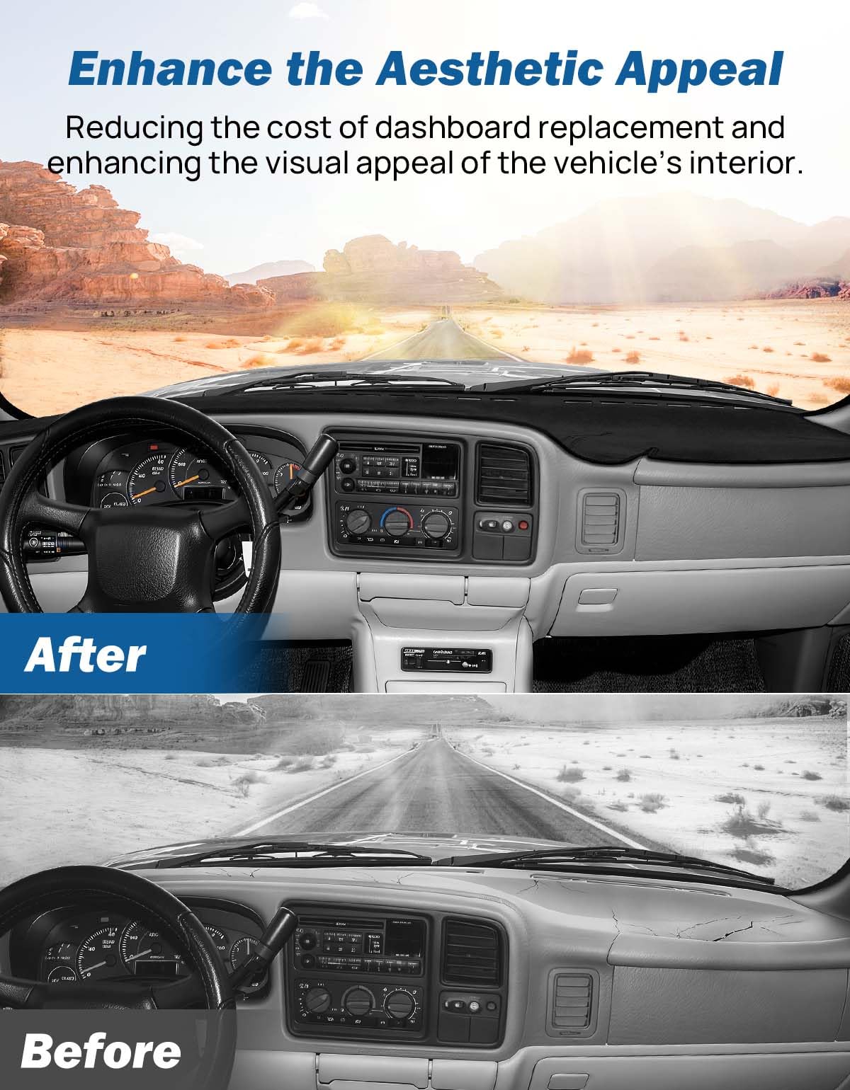 JOYTUTUS dash cover for Suburban/Tahoe/Avalanche 2000-2006, interior upgrade