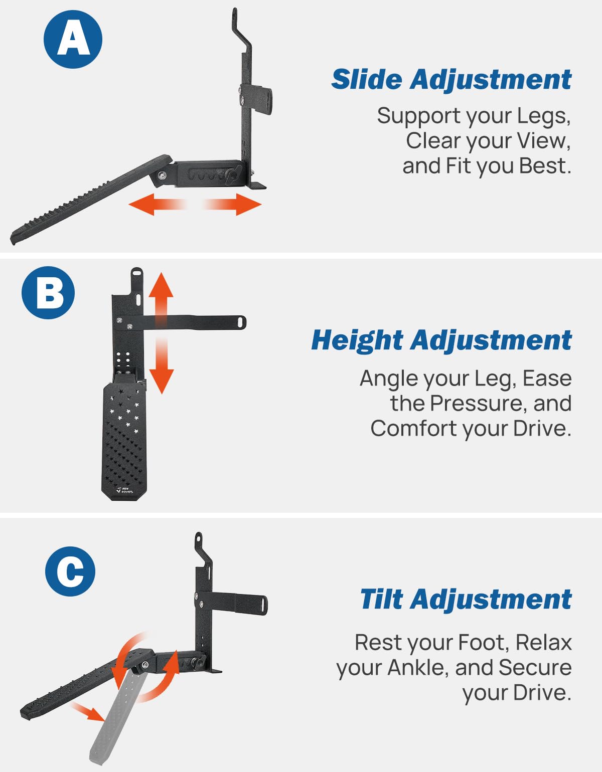 Joytutus dead pedal anti-slip studs boost grip for safer driving.