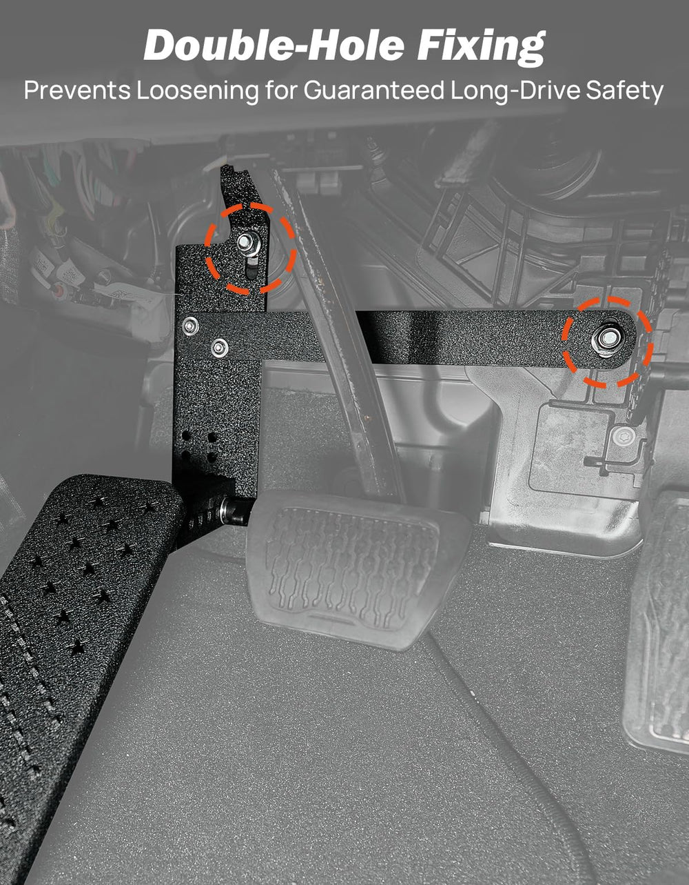 Joytutus dead pedal corrosion-resistant metal ensures durable, lasting use.