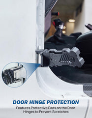 JOYTUTUS durable rubber sleeve protects Wrangler doors from scratches during rough trails.