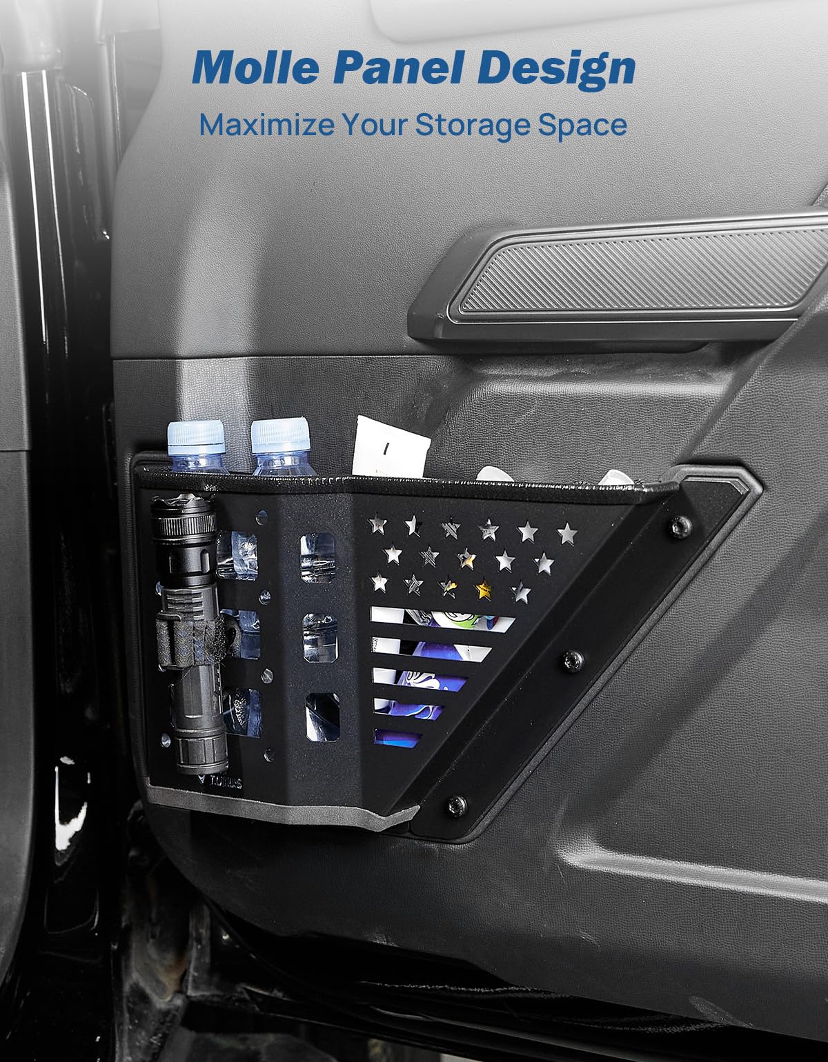 JOYTUTUS front door storage box with molle panel for modular gear.