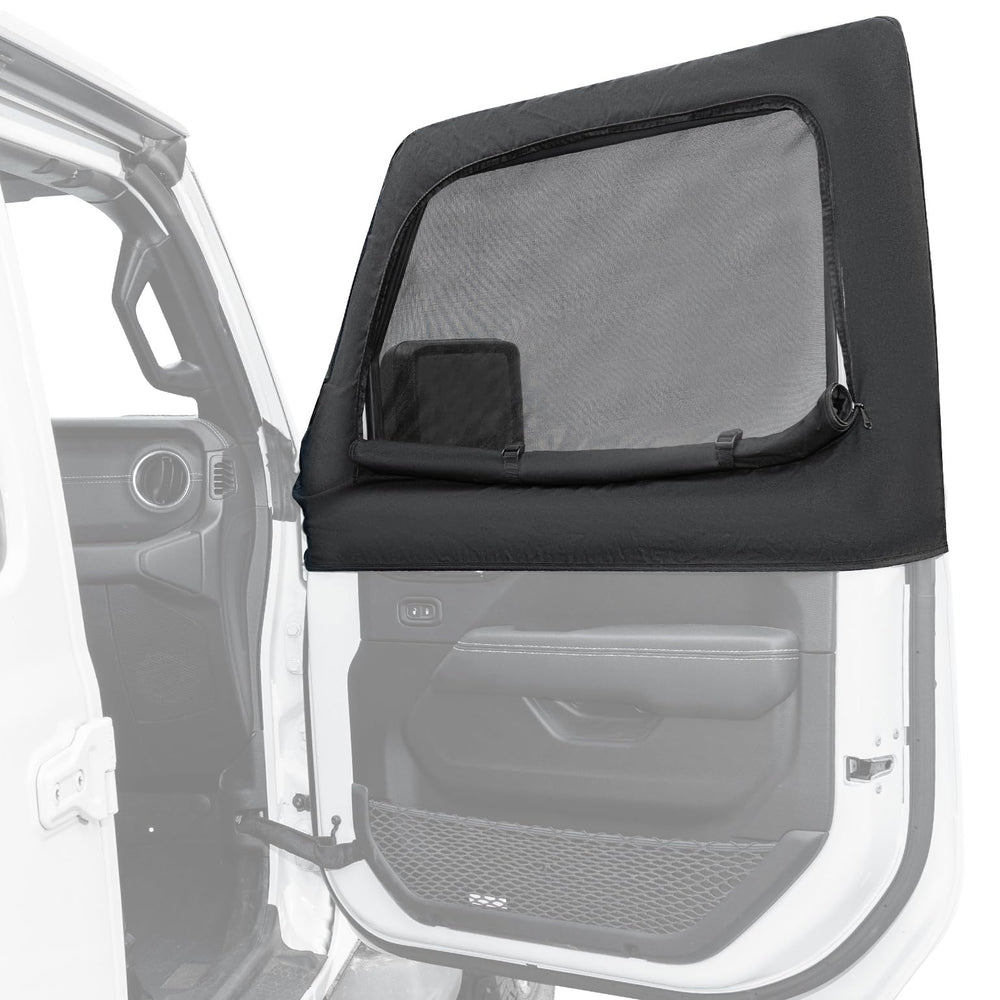 JOYTUTUS front-wrangler-side-window-sun-shade blocks UV rays and adds privacy.