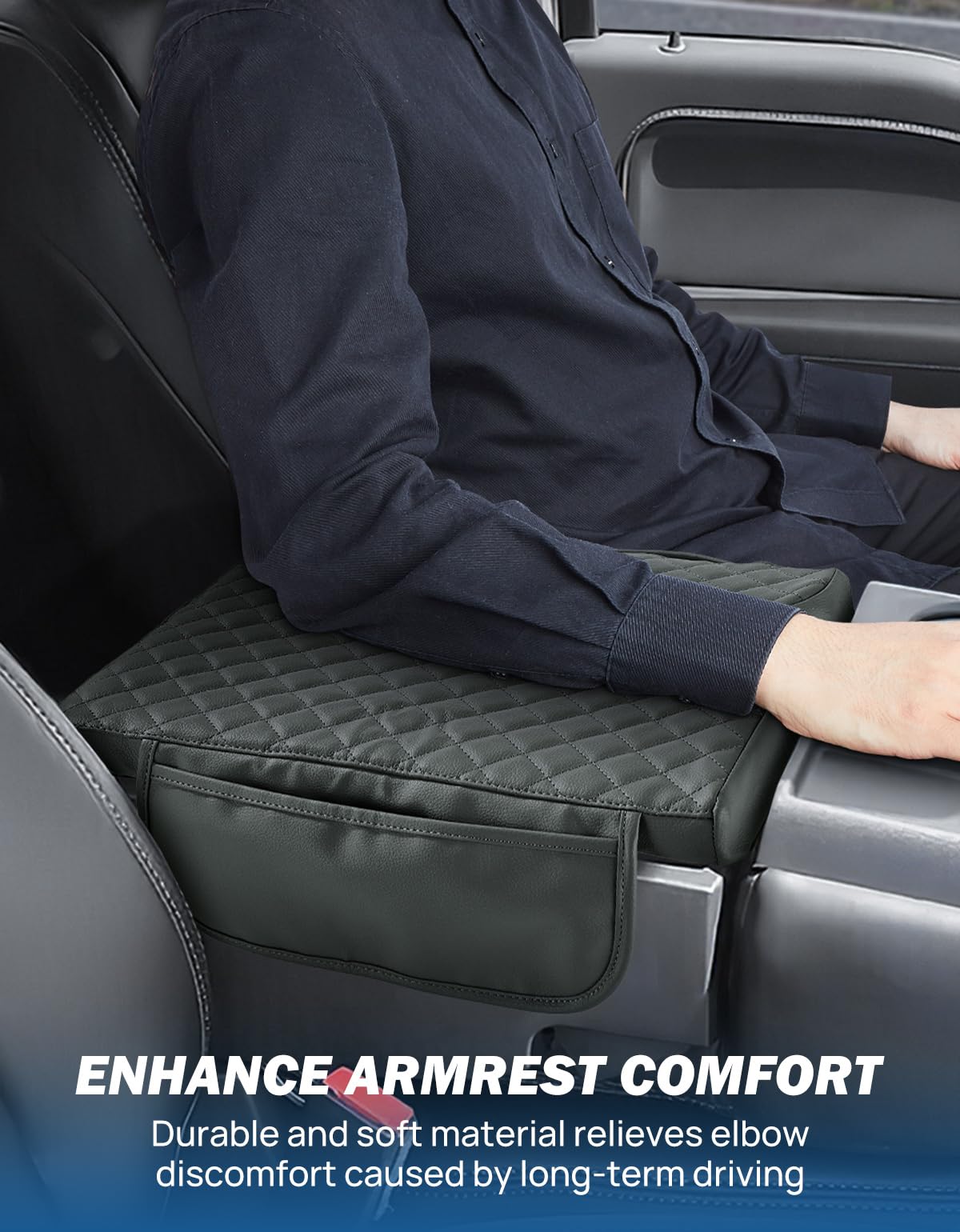 Cover extends over top and sides of jump-seat console for full protection