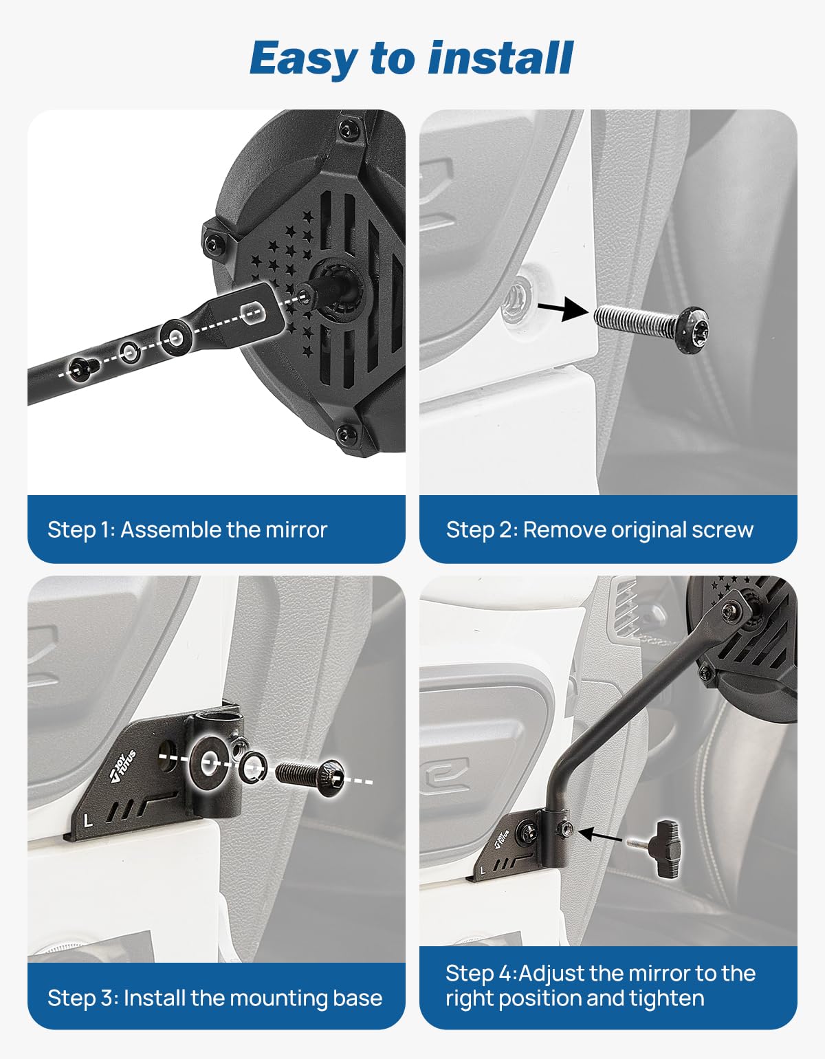 Sturdy iron mount with gaskets protects paint and prolongs life.