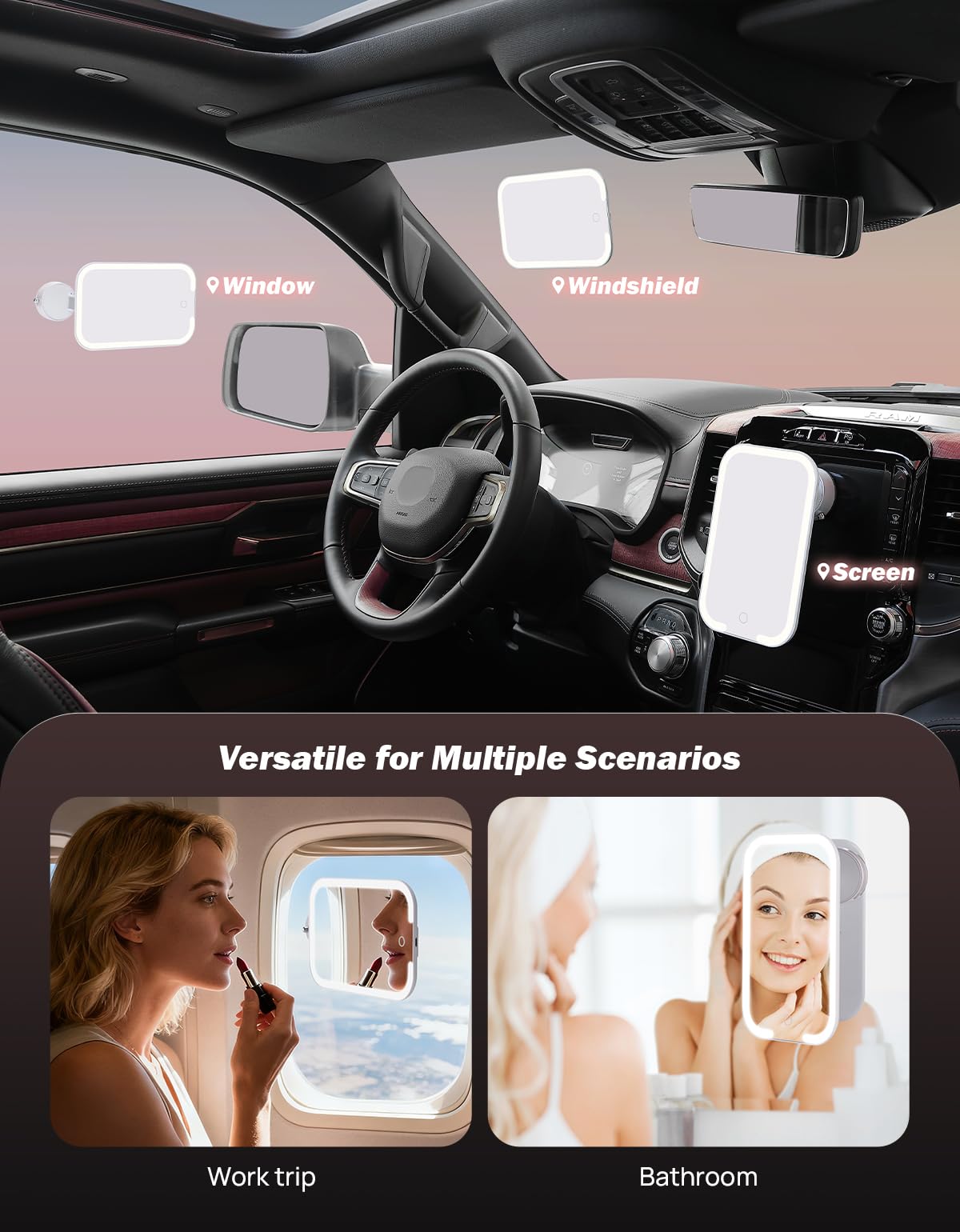 Joytutus 8-inch makeup mirror with three LED modes for natural looks.