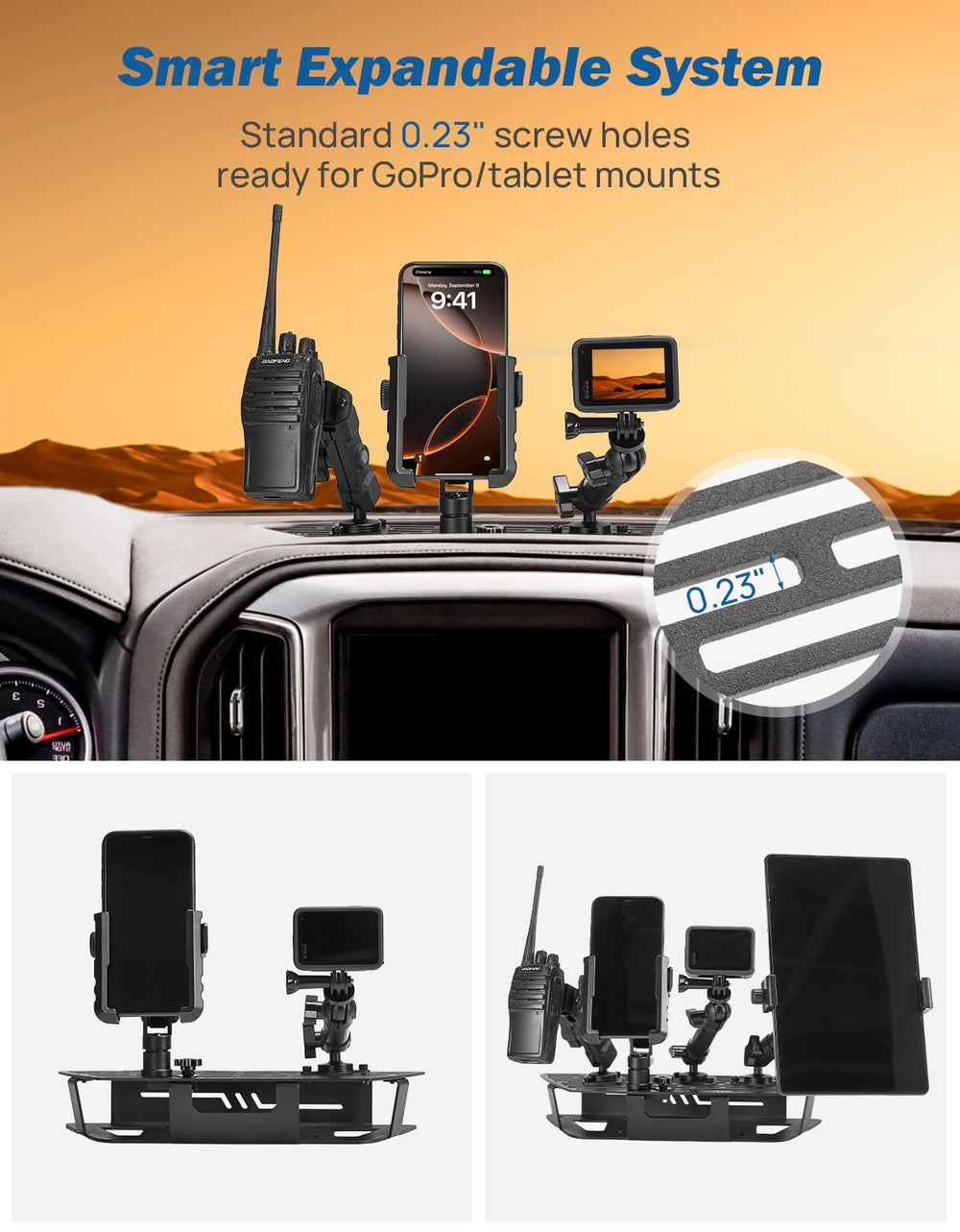 Joytutus left clip illustrates one-handed secure locking for easy reach.