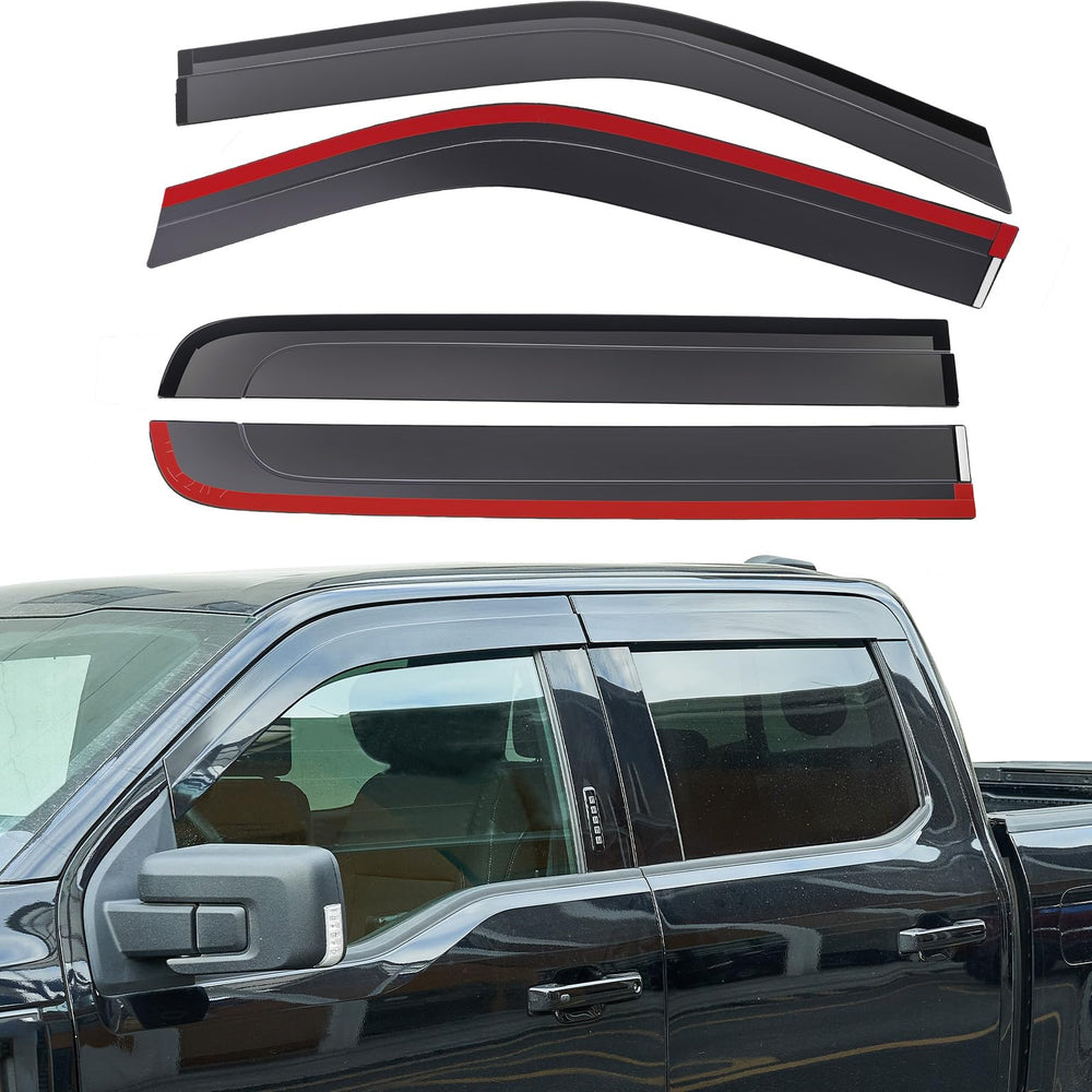 Joytutus low-profile vent visor for F-150, outside mount, improves airflow and rain protection