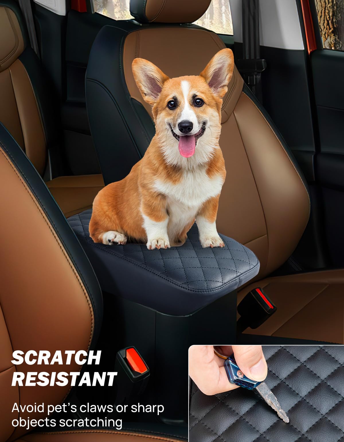 JOYTUTUS soft leather armrest cover adds comfortable support during long drives