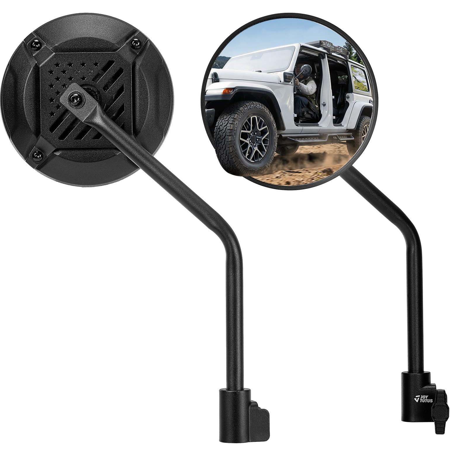 JOYTUTUS doors-off mirrors for Wrangler with 6-inch wide view for improved trail visibility