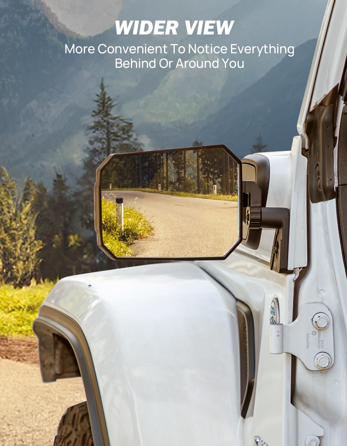 JOYTUTUS mirrors doors-off side view broadens side awareness for tighter trail passages