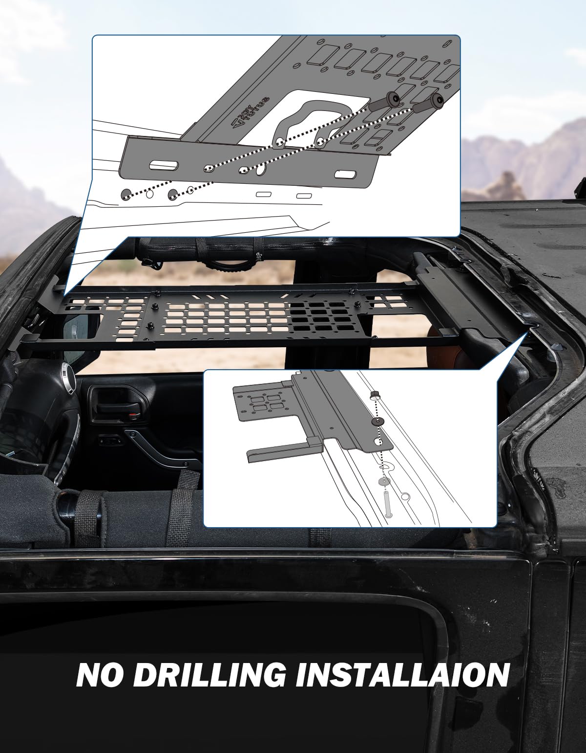 JOYTUTUS Molle system for pouches and straps on the Wrangler JK.