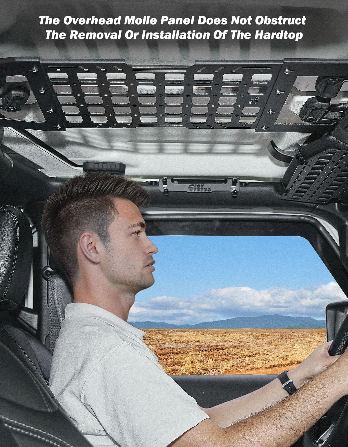 JOYTUTUS MOLLE storage panel enables customizable gear organization on roof rack.
