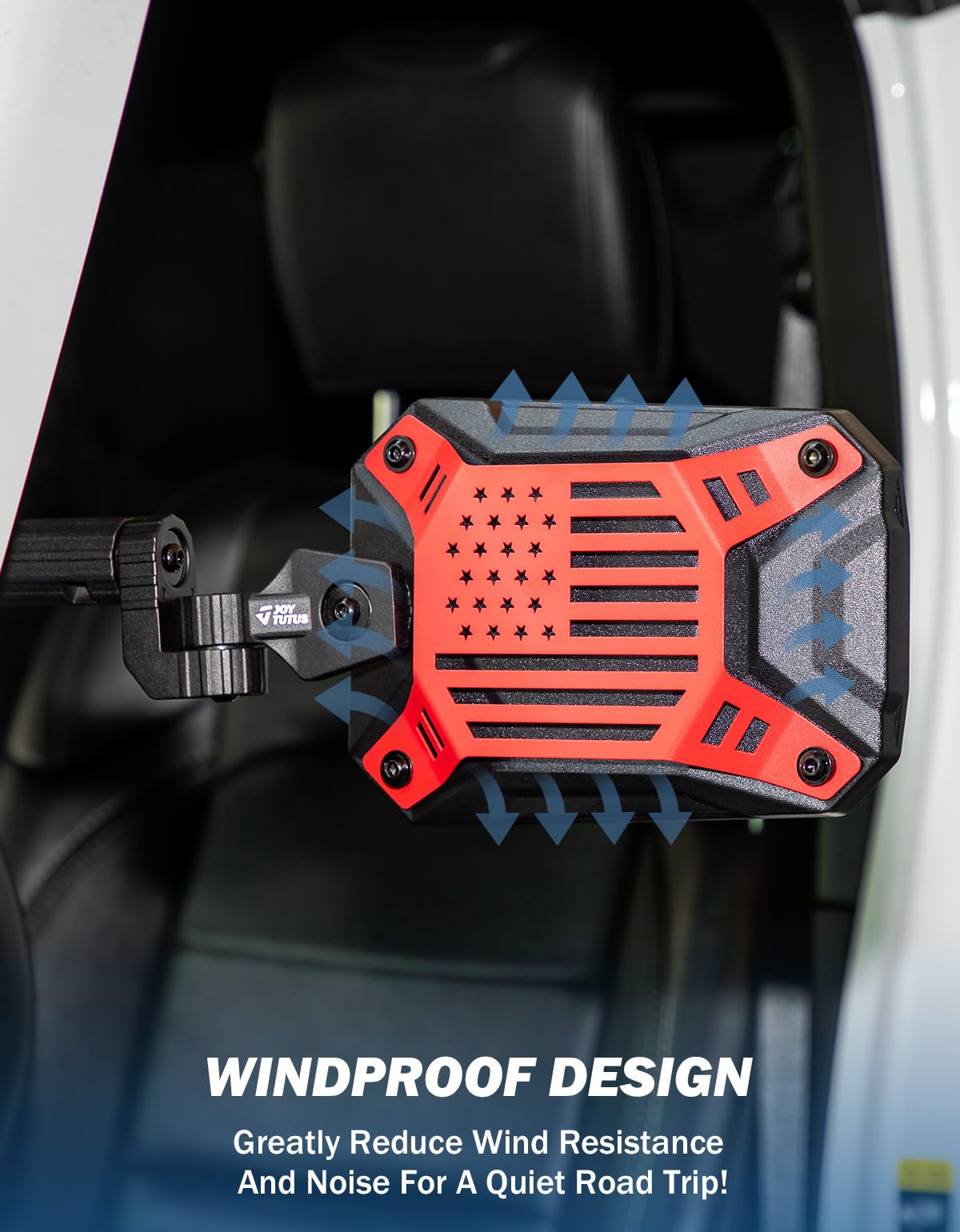 JOYTUTUS wind-noise reducing design for calmer cabin on doors-off drives