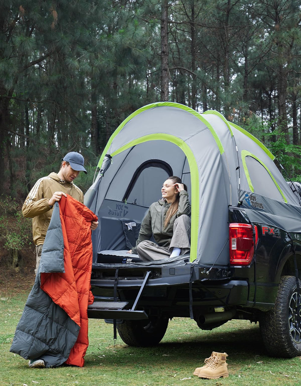 JOYTUTUS fit chart shows compatibility with 5.5-5.8ft truck beds.