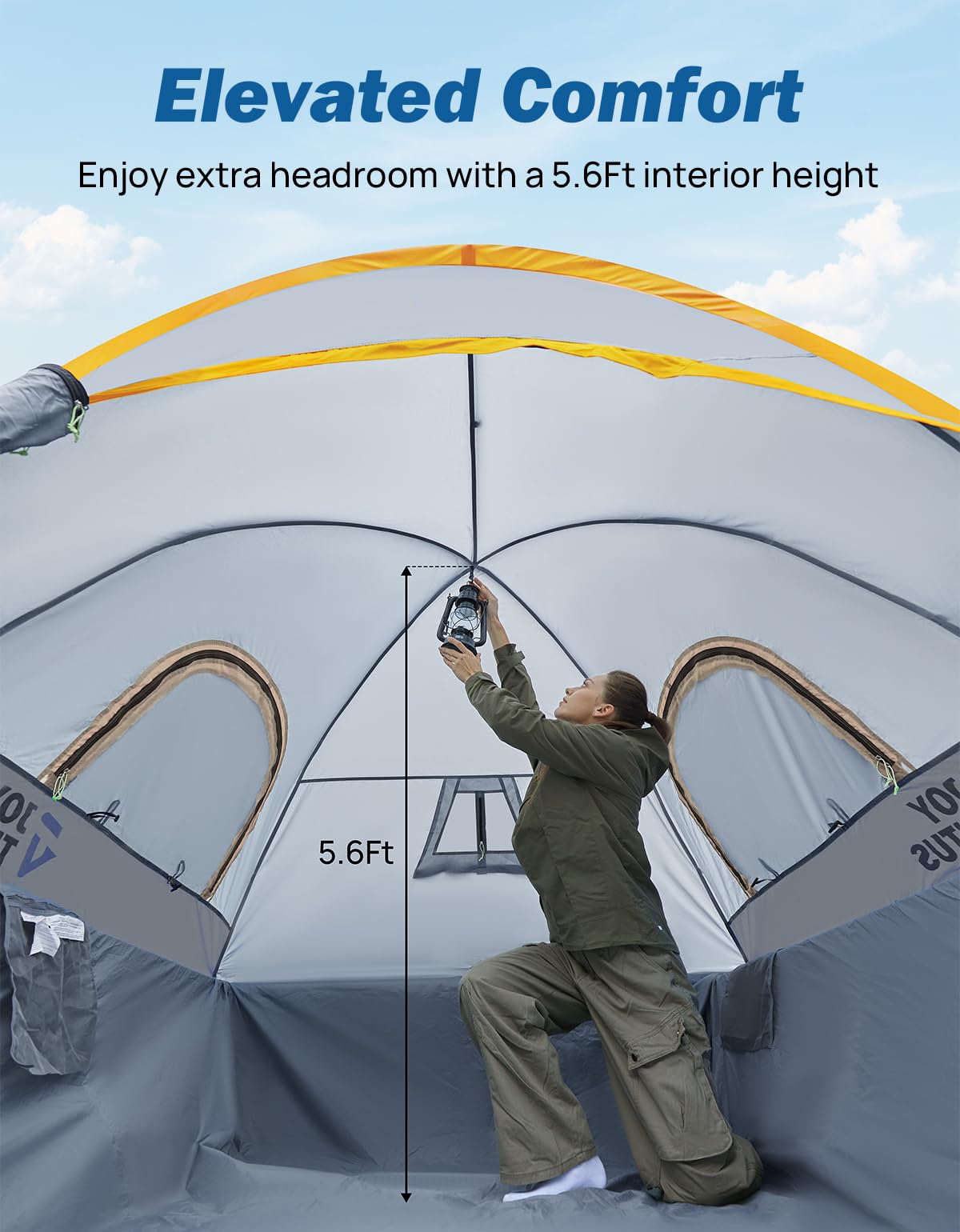 Joytutus ventilation windows provide fresh air and views for camping.