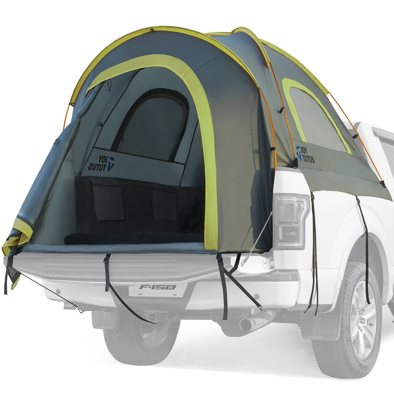 JOYTUTUS pickup tent 8ft front view: spacious two-person shelter for outdoor trips.