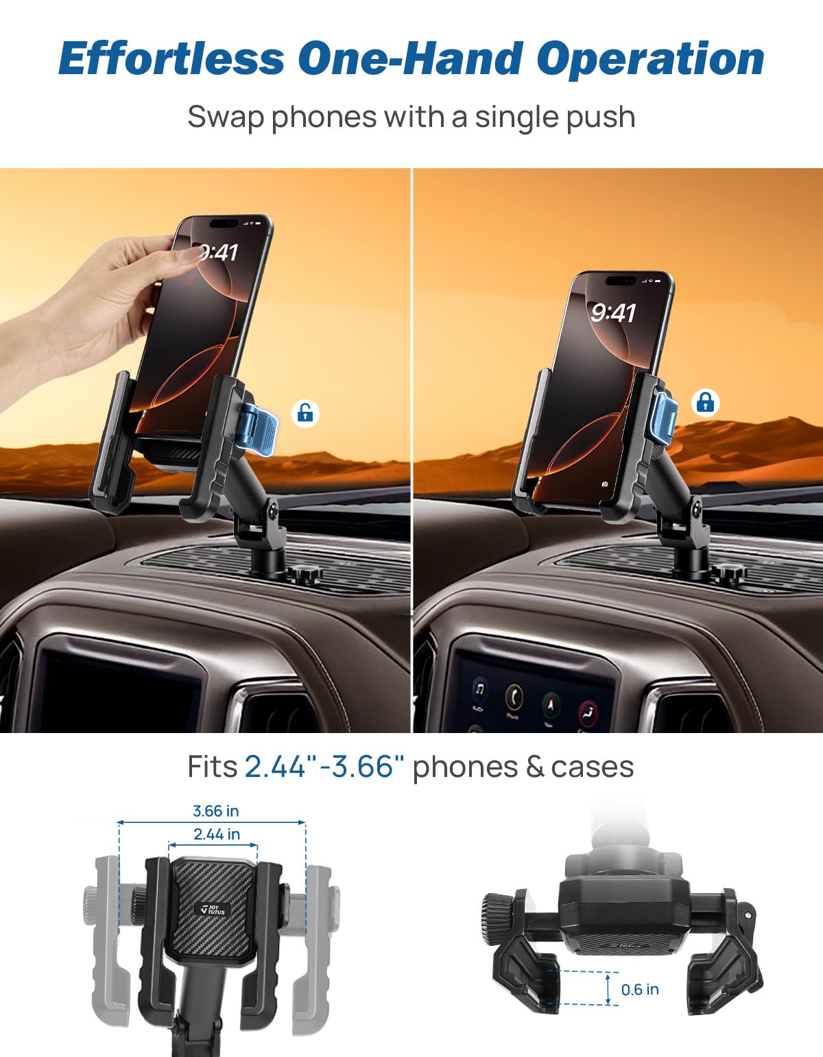 Joytutus quick-slide-rail enables tool-free repositioning for optimal viewing.