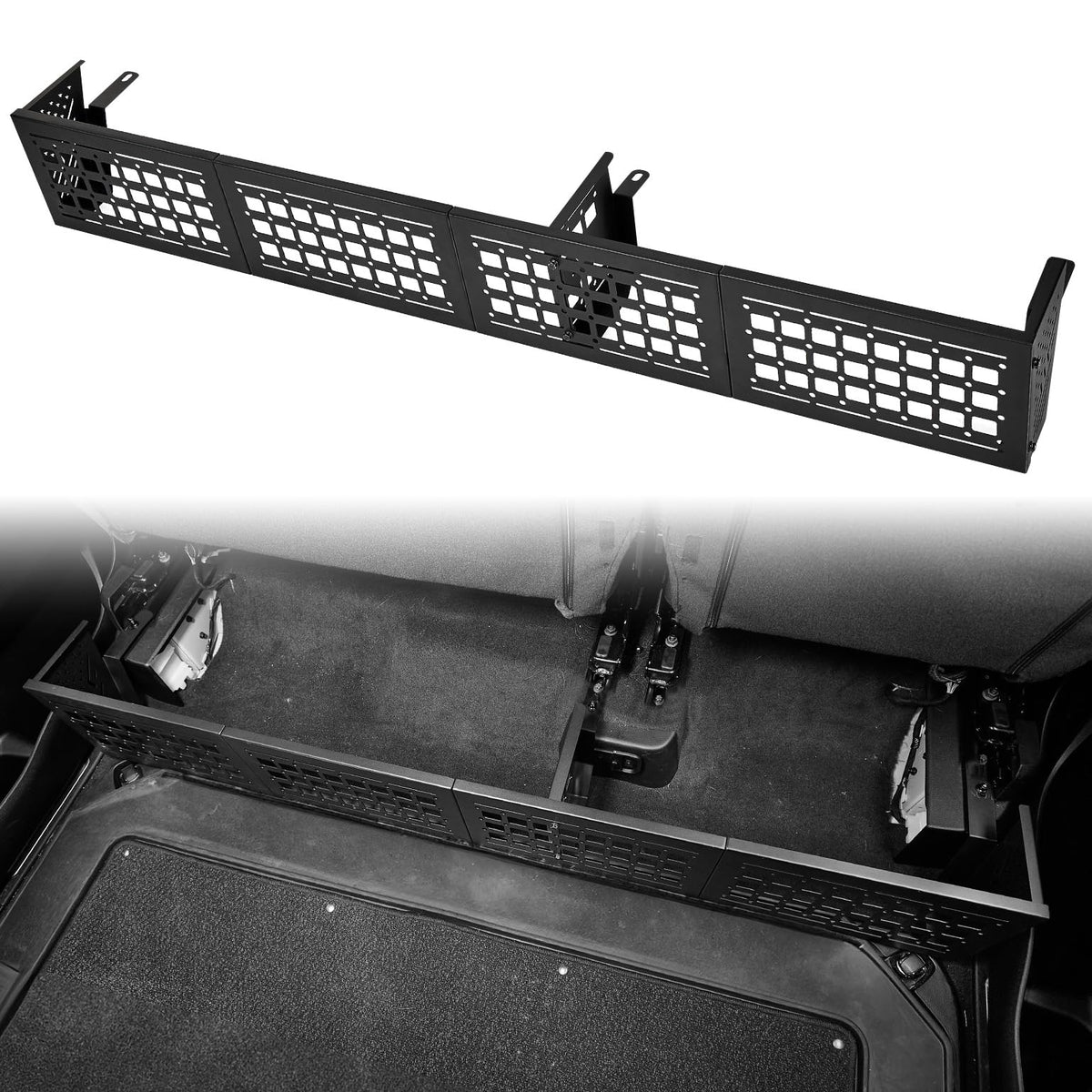 JOYTUTUS Ram 1500 under-seat MOLLE panel boosts organized tool storage.