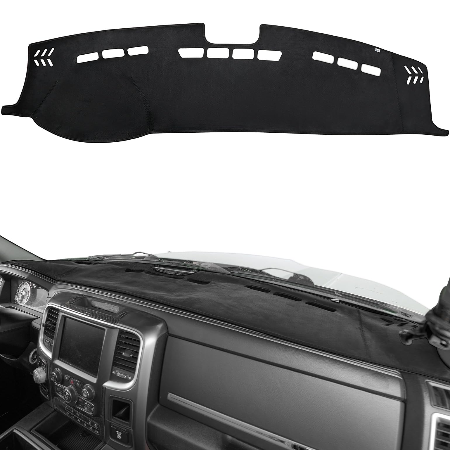 JOYTUTUS dash cover for Ram 1500 with precise fit and vent cutouts.