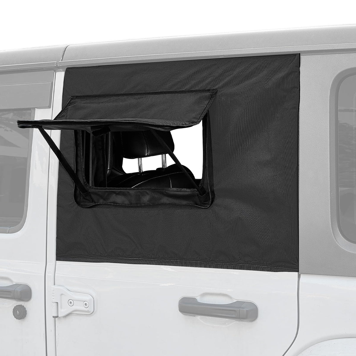 JOYTUTUS rear shade on Wrangler window blocks sun glare and adds privacy.