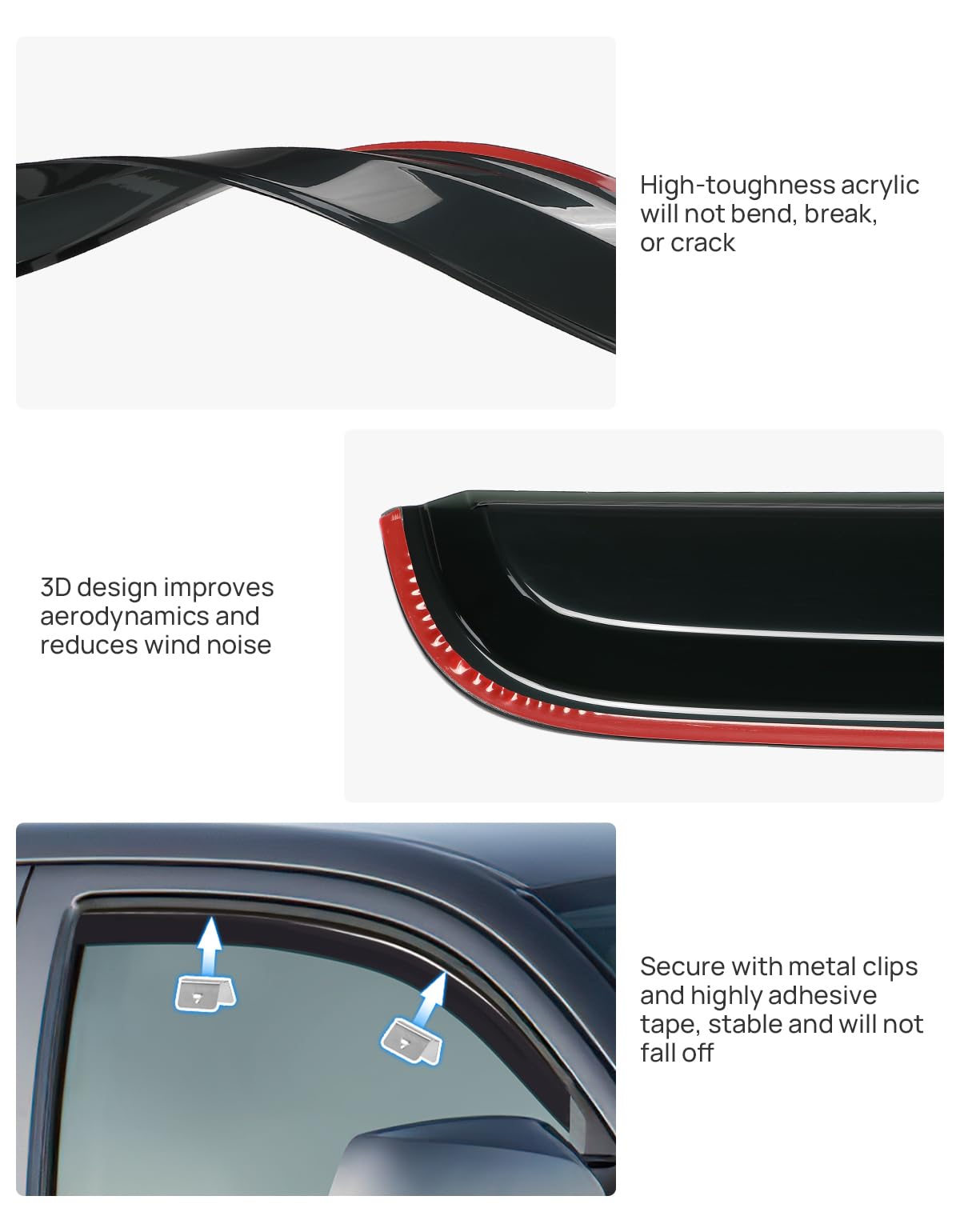 Durable acrylic rain guard by Joytutus built for year-round Tacoma use.