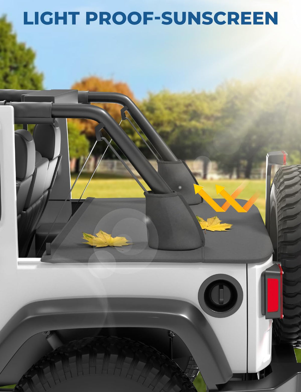 JOYTUTUS tonneau cover cargo area view highlighting expanded trunk access for Wrangler JK